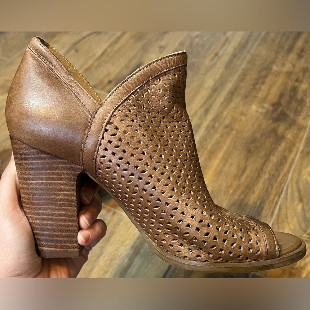 CLEAR-OUT Lucky Brand Lively Tan Perforated Booties - Picture 4 of 9